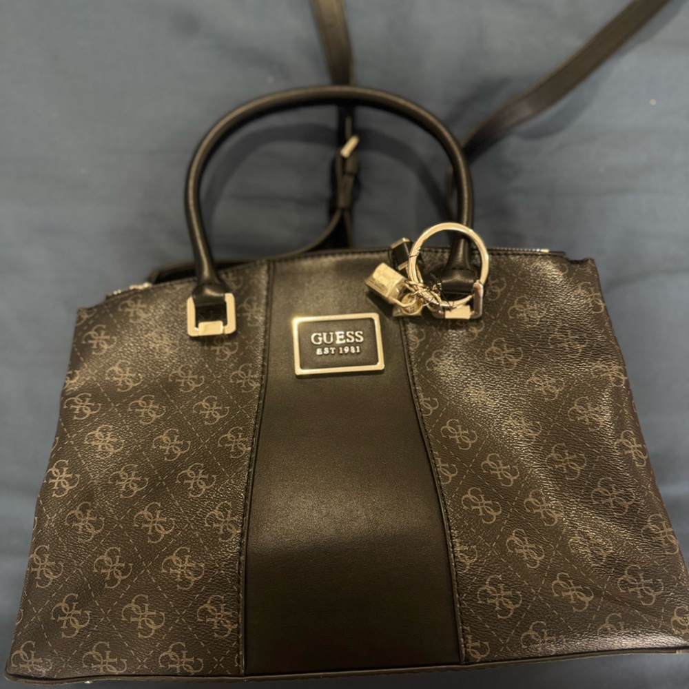 GUESS Charcoal Monogram Tote